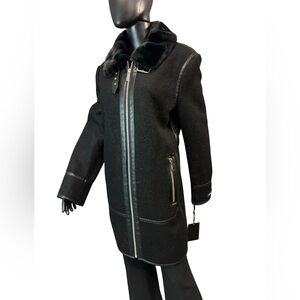 DKNY Black Jacket with Plush Collar NWT